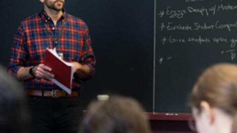 Pedagogy Fellow Jorden Sharick presents at the Fall Teaching Conference.