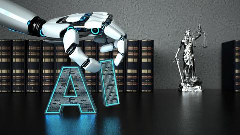 Robot hand picking up the "I" in "AI"