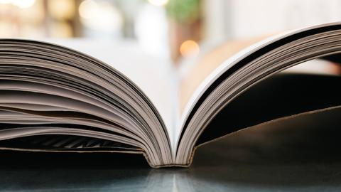 book open on table