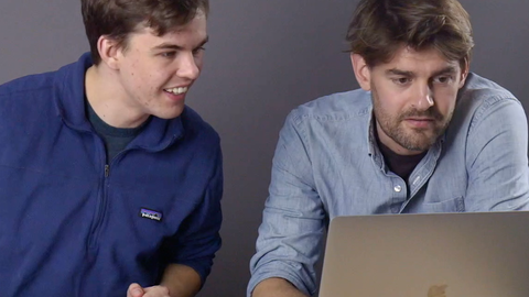 Media and Design Fellow David Forrest works collaboratively with an undergraduate student on some audio equipment.